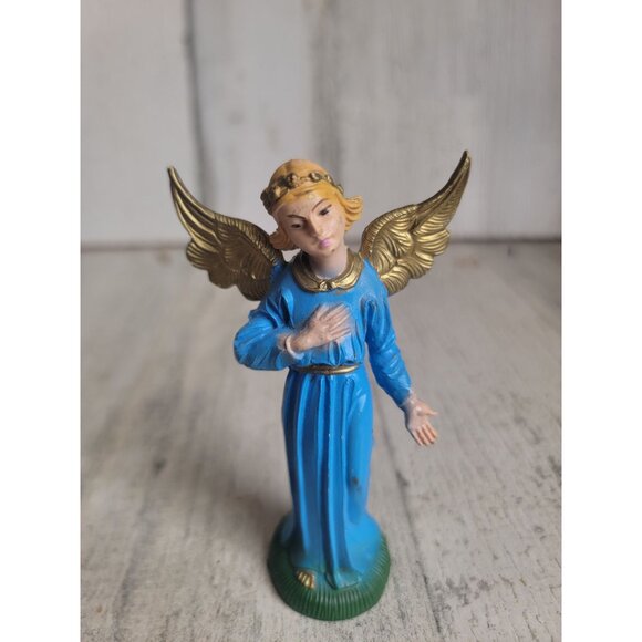 Vintage Angel Italy blue dress xmas figure cherub - Picture 1 of 7